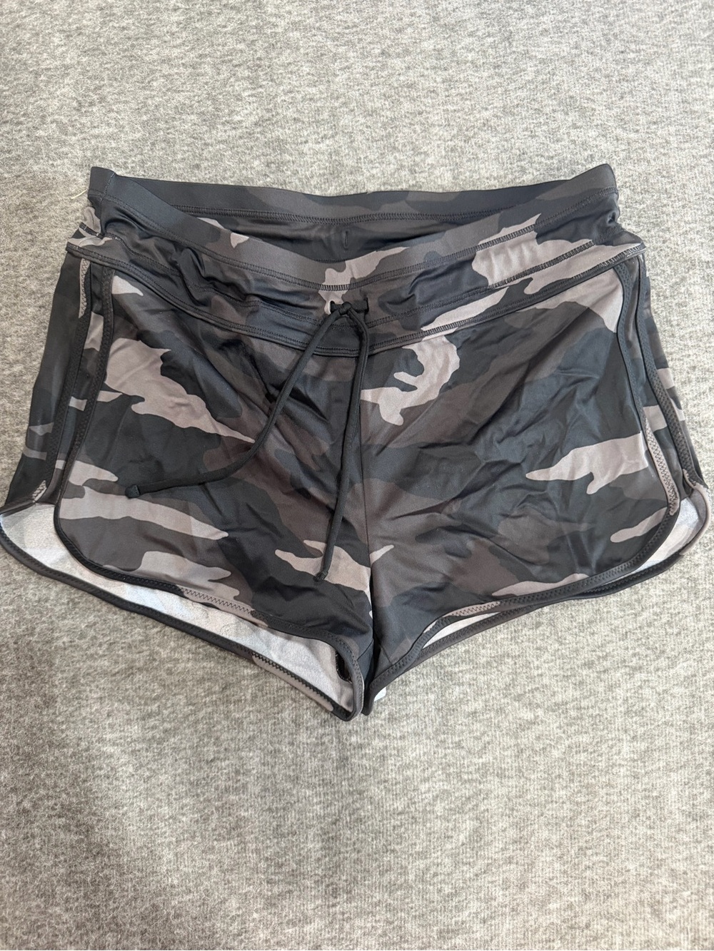 Athleta Black & Gray Camo Running Shorts